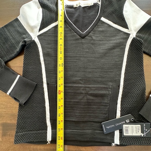 NWT Blanc Noir Compete V-Neck Mixed Knit Pullover - Picture 6 of 6